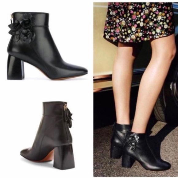 Tory Burch Blossom Boots | Black Calf Leather Ankle Booties |